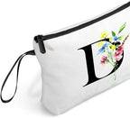 SEAMOON Women Birthday Unique Initial Funny Gifts for Teenage Girl Sister Friends Bridesmaid Personalized Travel Make up Cosmetic Bag with Mirror Valentines Mothers Day Christmas Graduation D