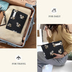 STARDW Aesthetic Floral Makeup Bag Cute Small Cosmetic Bags for Women Girls, Travel Toiletry Bag Large Capacity Zipper Makeup Pouch, Purse Organizer Pouches (Rose Vintage)