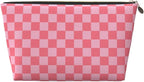 Womens Leather Makeup Bag Cosmetic Bag Travel Toiletry Bags Make Up Bags for Women Adult (Elegant Pink)