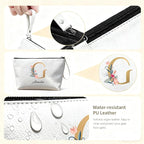 Personalized Makeup Bag Initial&Birth Flower Custom Small Travel Cosmetic Bag with Name Cute Makeup Bag for Women Girls
