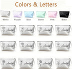 Personalized Makeup Bag Initial&Birth Flower Custom Small Travel Cosmetic Bag with Name Cute Makeup Bag for Women Girls