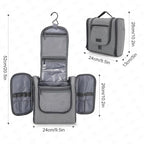 Hanging Toiletry bag & Makeup Bag for Travel, Water-Resistant Organizer Toiletries Bag with Separate Compartments, Travel Essentials Kit (Gray)