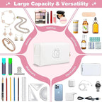 Bride Gifts – Personalized Initial Makeup Bag with Pearl Rhinestone Patch, Preppy White Monogram Cosmetic/Toiletry Pouch, bridesmaid Gifts, Bridal Shower Gifts, Wedding Gifts, Bridal Gifts,G