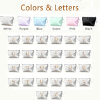 Personalized Makeup Bag Initial&Birth Flower Custom Small Travel Cosmetic Bag with Name Cute Makeup Bag for Women Girls