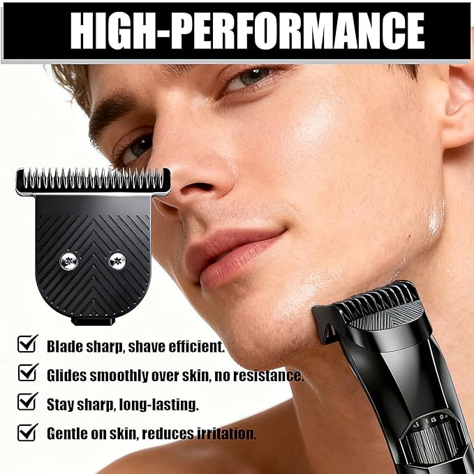 Premium Stainless Steel T Blade Replacement for MANSCAPED The Beard Hedger Replacement SkinSafe Trimmer Blade for Precision Facial Hair Trimming (Black-1)