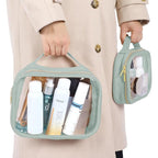 PACKISM TSA Approved Toiletry Bag, 2 Pack Clear Makeup Bags with Handle Large Opening, Clear Toiletry Bag Fit Carry-on Travel Essential, Travel Bags for Toiletries, Laurel Green