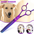 JASON Grooming Scissors for Dogs - Sharp Thinning Dog Shear with Muffler Pad, Stainless Steel Dog Grooming Shears Professional Texture Scissors for Pets Christmas Gift