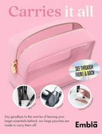 Clear Makeup Bag Zipper Pouch, Transparent Cosmetic Case Organizer, TSA Approved Travel Toiletry Case, Travel Accessories Essentials Makeup Tote for Women, Large Cute Make up Bag for Purse - Flamingo