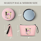 Birthday Thank You Appreciation Monogrammed Gifts for Mom Aunt Teacher Sister Friend Coworkers Bride Bridesmaid Makeup Cosmetic Bag with Mirror Mothers Day Christmas Graduation U