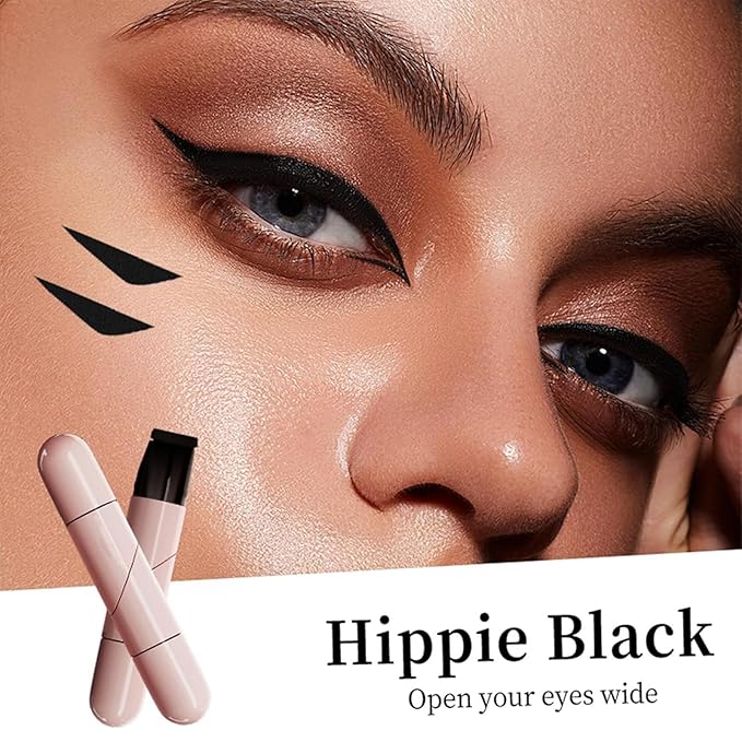 Foldable Eyeliner Stamp,Winged Eyeliner Stamp,Gel Eye liner Pencil Set for Perfect Wings,Smudge Proof & Waterpoof Eye Liner,Easy Eye Stencil Makeup Tool (2PCS-Black)
