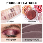evpct Single Cream Eye Shadow Palette Pot Makeup for Older Women, Taupe Mauve Shimmer Glitter Metallic Monochrome Cream to Powder Eyeshadow Palette Eye Brightener, High Pigment Waterproof Blendable