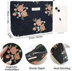 STARDW Aesthetic Floral Makeup Bag Cute Small Cosmetic Bags for Women Girls, Travel Toiletry Bag Large Capacity Zipper Makeup Pouch, Purse Organizer Pouches (Vintage Flowers)