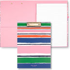 kate spade new york A4 Clipboard Folio with Low Profile Clip, Professional Padfolio Includes Lined Notepad, Pen Loop, and Pocket, Ocean Stripe