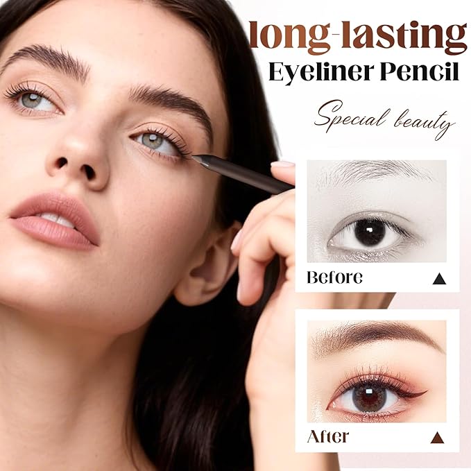 Eyeliner Pencil, Long Lasting Smudge-Proof Professional Eyeliner, Smooth and Easy to Apply, Effortlessly Create Any Look (Bronze)