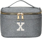 EURYNOME Makeup Bag with Custom Letter X, Water-Resistant Travel Organizer Pouch, (8.3x5.1x5.1 Inch) Cosmetic Case for Women