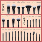 29pcs Black Professional Makeup Brush Set Kabuki Powder Concealers Eye shadows Blush Eyeliner Eyebrow Contour Eye blending Brushes (29pcs brush)
