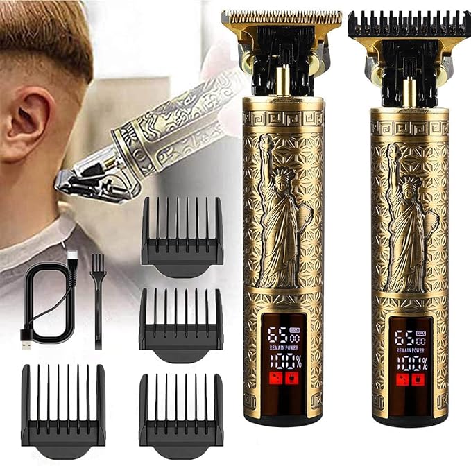 Hair Clippers for Mens Zero Gapped Cordless Hair Trimmer T-Blade Trimmer Professional Haircut & Grooming Kit Rechargeable Edgers Clippers Hair Trimmer Shaver Cutting Kit with LCD Display (Led-NS)