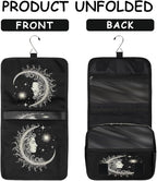 Travel Toiletry Bag for Women & Men Ethnic Moon Sun Hanging Cosmetic Organizer Portable Waterproof Makeup Case Make Up Bag with Compartments Travel Essentials for Bathroom Shower