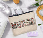 IWXYI Nurse Floral Makeup Bag - Zipper Pouch Travel Toiletry Bag For Women - Nurse Appreciation Gift