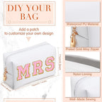 Sanwuta 9 Pcs Makeup Bags Bulk PU Double Zippers Cosmetic Bag Makeup Toiletry Christmas Small Pouch Portable Travel Organizers Case for Women Bridesmaid Party End of The Year(White)