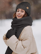 Winter Beanie Hat Scarf Gloves, Warm Fleece Knit Hat Long Scarf Neck Warmer Touch Screen Winter Gloves Set Gifts for Women