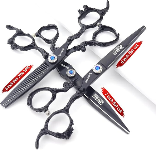 6/7/8/9-inch professional hair clipper set, stainless steel sharp hair clippers, hairdresser specific scissor((6+7) inches, 3 pieces)