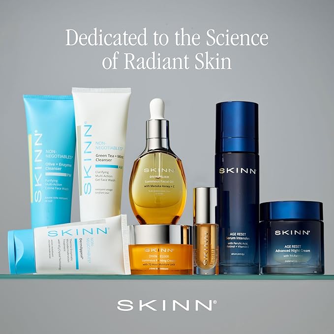 SKINN Day & Night Face Wash for Women & Men - Refreshing Green Tea & Mint Infusion, Nourishing Olive & Enzyme Formula - Complete AM/PM Cleanser Set for Hydrated