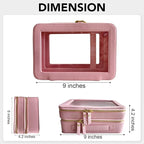SANHECUN Clear Travel Toiletry bag Toiletry Case Carry on Travel Accessories Bag Makeup Bag Dimensions | LxWxH:9” x 6” x 4.2” (Pink, SHC-TL-2)