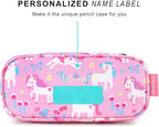 mibasies Girls Pencil Case for Kids, Multi-Slot Pencil Pouch, Flower Pink