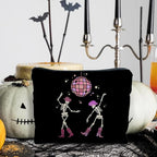 Funny Disco Dancing Skeleton Makeup Bag, Goth Gothic Skull Cosmetic for Women, Halloween Gifts, Dark Academia Makeup Pouch, Horror Bag