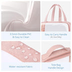 PACKISM Clear Toiletry Bags, 3 Pack Clear Makeup Bags with Handle Large Opening, Waterproof Cosmetic Bags Fit Carry-on Travel Essentials, Travel Bags, Pink