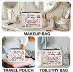 Crochet Gifts Makeup Bag for Crocheters Knitters, Crochet Lovers Knitting Gifts for Women Mom Grandma Cosmetic Bag with Zipper Travel Toiletry Pouch for Purse