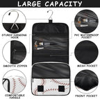 Travel Toiletry Bag for Women & Men Sport Baseball Red Hanging Cosmetic Organizer Portable Waterproof Makeup Case Make Up Bag with Compartments Travel Essentials for Bathroom Shower