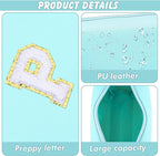 Gifts for Girls Initial Makeup Bag Personalized Cosmetic Bag with Zipper Cute Travel Toiletry Bag Waterproof PU Preppy Makeup Pouch Birthday Gift for Teen Girls Women(Blue P)