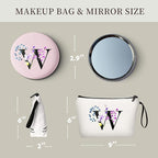 SEAMOON Women Birthday Unique Maid of Honor Friendship Gifts for Women Sister Bridesmaid Bride Personalized Travel Makeup Cosmetic Bag with Mirror Valentines Mothers Day Christmas Graduation W
