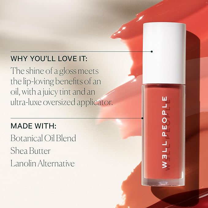 Well People Lush Lip Tinted Oil, Moisturizing Lip Oil For Nourishing & Conditioning Lips, Adds Sheer Color, Vegan & Cruelty-free, Dusty Rose