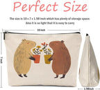 Capybara Gifts, 2 Pcs Cute Makeup Bag, Capybara Stuff Cosmetic Bag Travel Pouch, Friendship Graduation Birthday Animal Lovers Gifts for Women Girls Daughter Friend Niece Sisters