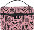 MNSRUU Makeup Bags, Black Gothic Moon Spider Webs and Bats Makeup Organizer Bags Toiletry Bag Box Travel Cosmetic Bag Make Up Train Case for Women Teen Girl Ladies