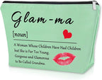 Sazuwu Grandma Green Makeup Bag for Grandmother Nana Gifts from Grandkids Cosmetic Bag Mothers Day Birthday Present Travel Pouch