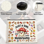 Mushroom Gifts Makeup Bag Mushroom Gifts for Women Teen Girls Sister Friend, Mushroom Lovers Gifts, Just a Girl Who Loves Mushrooms Zipper Makeup Pouch