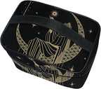 Makeup Train Case Sacral Night Girl On Moon Korean Carrying Portable Zip Travel Cosmetic Brush Bag Organizer Large for Girls Women