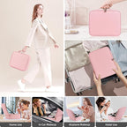 Makeup Case with Mirror and Lights, Travel Makeup Bag with Lighted Mirror, Make up Case with LED Mirror & Adjustable Dividers, Portable Cosmetic Organizer Bag Gift for Women(Pink)