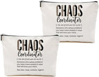2pcs Chaos Coordinator Gifts for Women Makeup Bag, Chaos Coordinator Cosmetic Bag Appreciation Gifts for Women Moms Manager Boss Colleagues, Travel Zipper Pouch Christmas Thanksgiving Birthday Gift