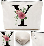 Initial A-Z Personalized Makeup Bag, Monogrammed Bridesmaid Presents Cosmetic Bag, Portable Stationary Storage Organizer, Friendship Travel Makeup Bags