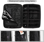 Relavel Extra Large Makeup Case and Makeup Brush Holder Bag, Professional Makeup Organizer, Large Capacity with Adjustable Dividers and Shoulder Strap (Black)