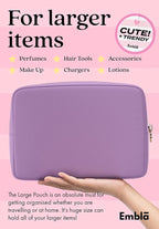 Embla Makeup Bag Travel Cosmetics Pouch and Toiletry Bag, Nylon Zipper Pouch Purse, Cute Make Up Organizer Storage Tote for Women Girls, Waterproof Travel Skincare Case, Large Makeup Bags, Grape