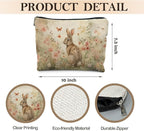 Floral Bunny Makeup Bag, Bunny Gifts for Women, Vintage Wildflower Rabbit Cosmetic Bags for Women, Rabbit Lover Gifts, Cute Animal Zipper Makeup Pouch