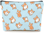 Cute Makeup Bag for Purse Canvas Waterproof Funny Cosmetic Bags for Women Zipper Travel Toiletry Pouch-Corgi Makeup Bags