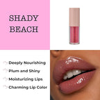 Sophia + Mabelle Hydrating Lip Oil – Lightweight, Non-Sticky & High-Shine Lip Gloss Oil – Moisturizing, Nourishing, Soothing Tinted Formula for Soft Lips – 3.7g (Shady Beach (Hot Pink), 3.7g)