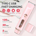 Bikini Trimmer for Women,IPX7 Waterproof Rating for Wet and Dry Use,Rechargeable,Electric Razors for Women,2 in 1 Dual Blade,for Use on The Face, Underarms, Bikini Area and Legs. (Pink)